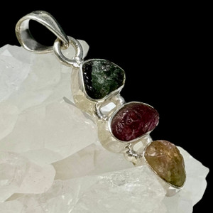 Trio Tourmaline Freeform Pendant Set in Sterling Silver