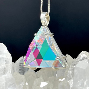 Vogel Crystal Star of David, Clear Quartz  with Dichroic Glass ~ Medium