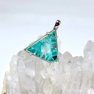 Vogel Star of David, Clear Quartz  & Cyan Dichroic Glass - Medium