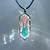 "Infinity" Pendant - Lemurian Clear Quartz w/ Cyan Dichroic Glass