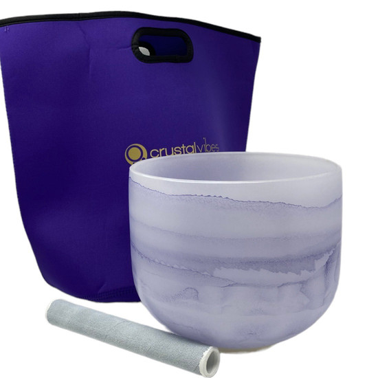 Amethyst Gemstone Bowl, B-Note, Perfect Pitch 432 Hz, 9"