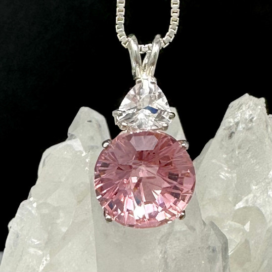 Pink Garnet Super Nova with Danburite Trillion ~ Set in Sterling Silver