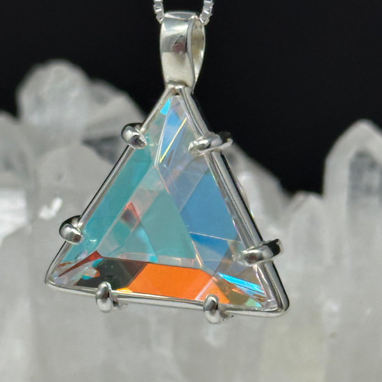 Vogel Star of David Clear Quartz, Cyan Dichroic
