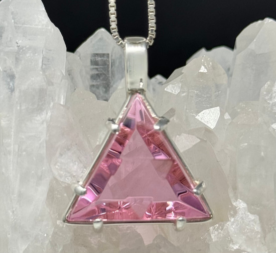 Vogel Star of David Pendant in Pink Ruby Rose Quartz  - Small