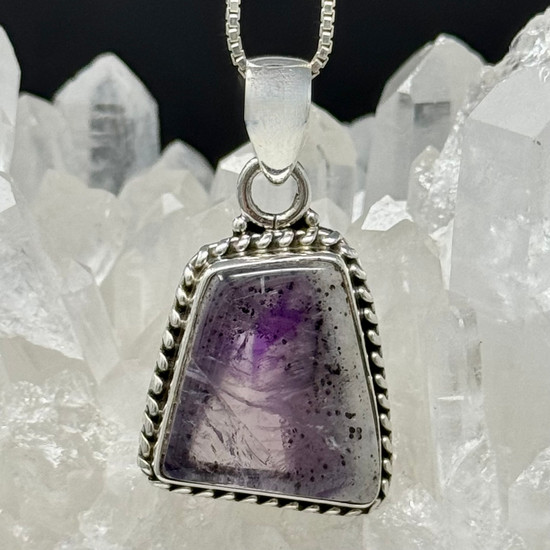 Natural Amethyst Pendant set in 925 Sterling Silver