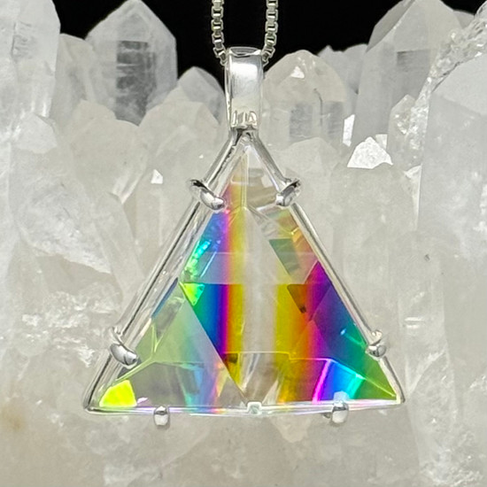 Vogel Star of David Pendant with Rainbow Dichroic Glass - Medium