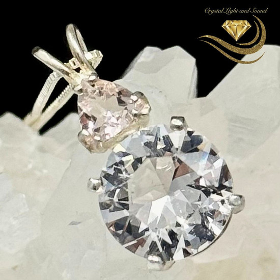 Danburite Round with Morganite Trillion, Sterling Silver