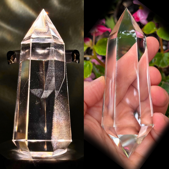 Vogel Wand with Phantom and Angel Hair Rutile, 6 Facets (148 Grams)