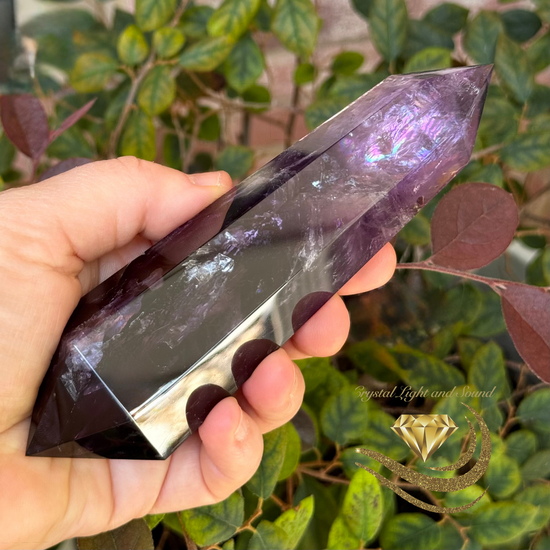Natural Vogel Amethyst Crystal Wand with Rainbows - 6 Facets -(252g)