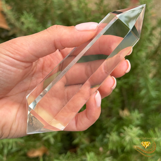 Natural Brazilian Clear Quartz  Wand w/ Smoke Wisps - 6 Facets - 208 grams