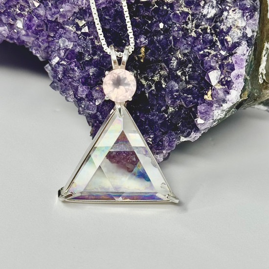 Angel Aura Star of David with Round-cut Rose Quartz