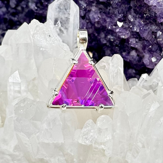 Vogel Star of David Lemurian Quartz w/ Magenta Dichroic Glass