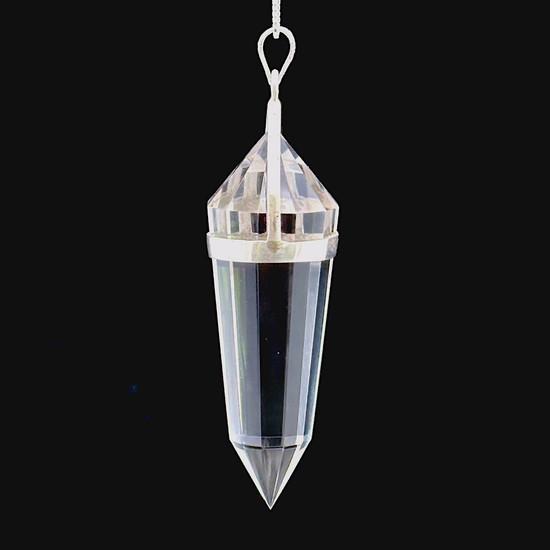 New! 12 Faceted Clear Quartz Crystal Wand Pendant - Set in 990 Sterling Silver