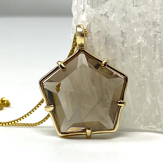 Star of Light Pendant with Smoky Quartz Set in 14K Gold
