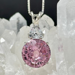 Pink Garnet Super Nova with White Topaz Trillion Set in Sterling Silver