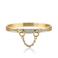 Oath single cuff with pave diamond row and pave latch in yellow gold