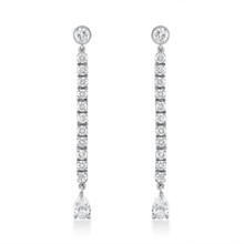 long diamond earrings in 18k white gold