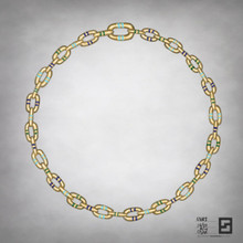 mega capsule chain link necklace in 18k gold with enamel stripes