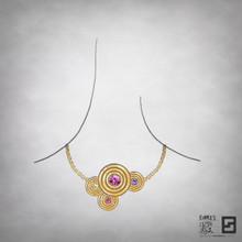 ripple effect rainbow drops statement necklace in 18 karat gold and multi-colored sapphires