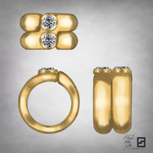 two stone diamond ring yellow gold puzzle ring