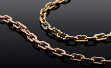 mega capsule link bracelet in 18k gold with enamel stripes; enamel chain link bracelet