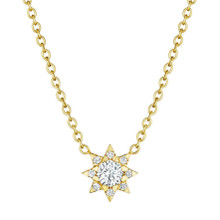 diamond sun necklace in 18k yellow gold