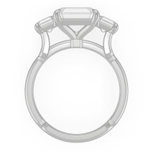 Emerald Cut Three Stone Engagement Ring with a Platinum Chance Setting