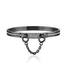 Oath single cuff with pave diamond row and pave latch in yellow gold