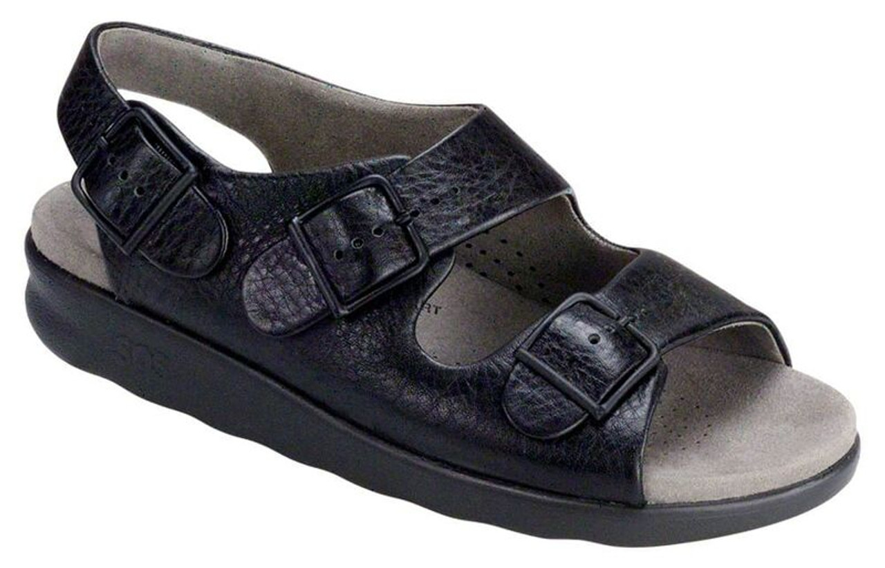 Soft Sole Cross Strap Leather Sandal Black | Toffpark