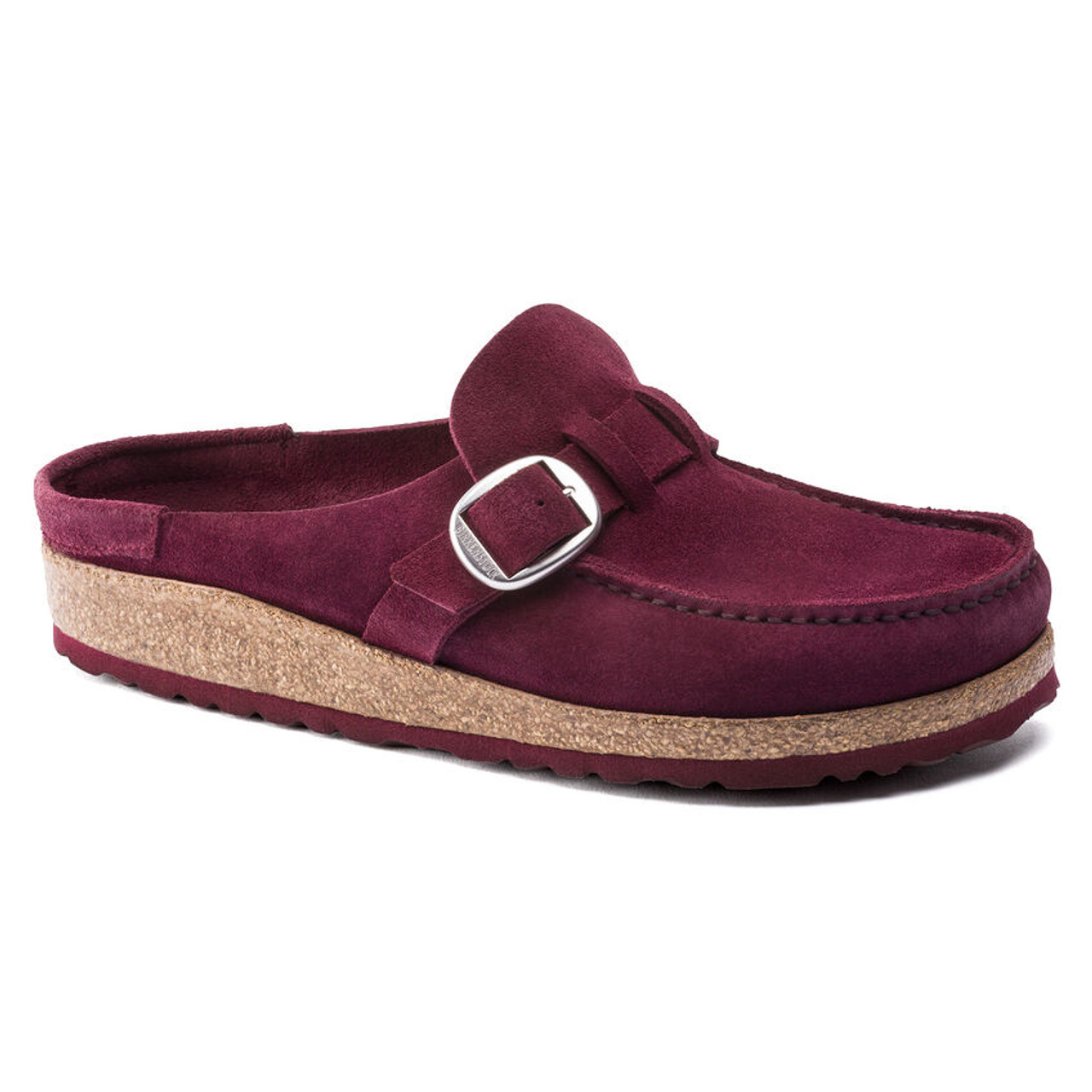 Birkenstock Buckley Clog in Maroon Suede Leather - Daniels Shoes