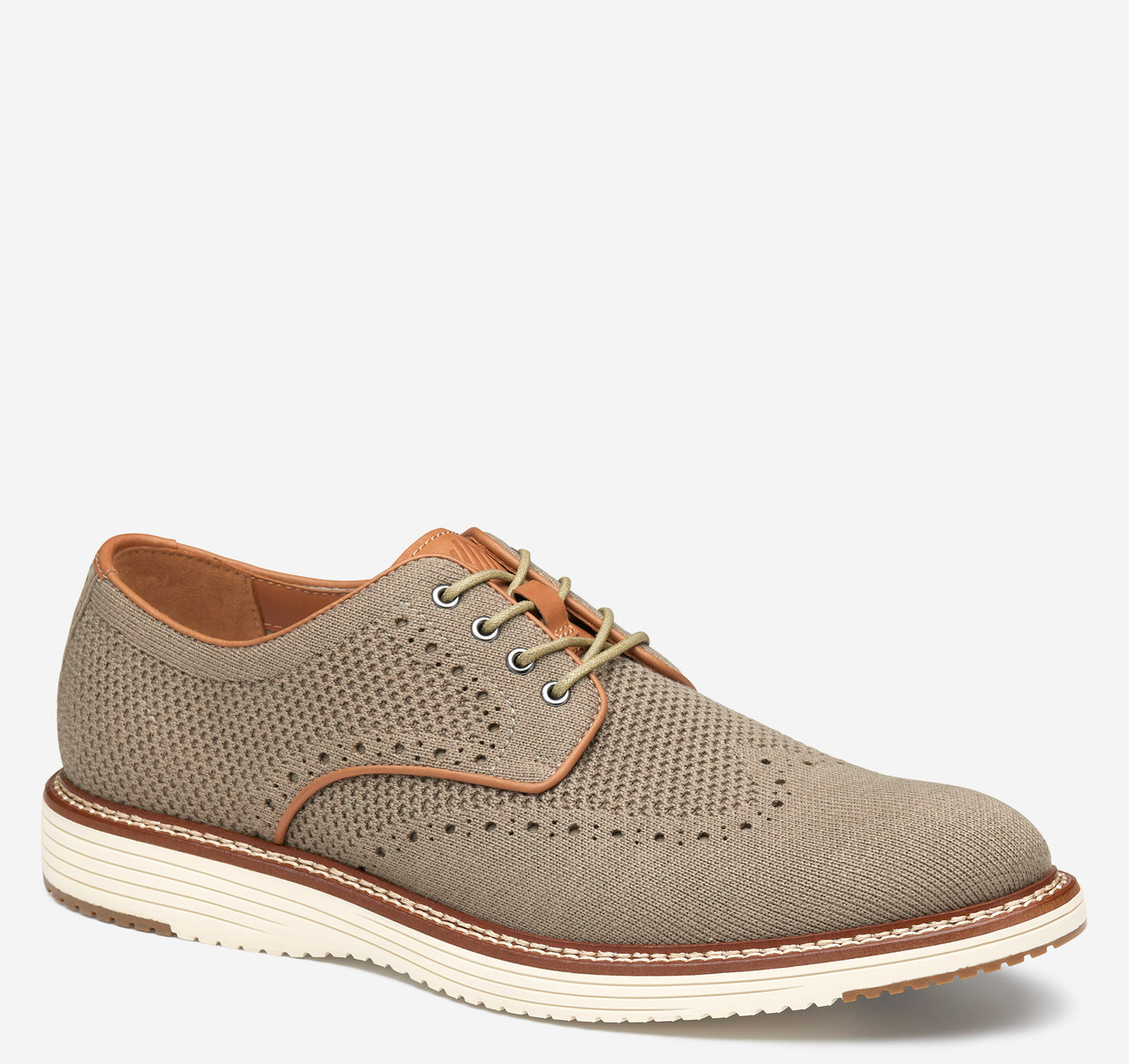 NEW JOHNSTON & MURPHY men\'s upton saddle shoe in taupe nubuck/black full grain Men main image 2