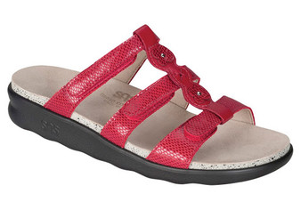 SAS Women's Naples Slide Sandal in Red Snake