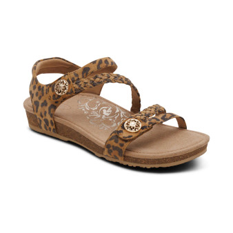 Aetrex Women's Jillian Braided Quarter Strap Sandal in Leopard