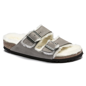 Birkenstock Women Arizona Shearling in Stone Coin