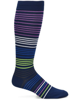 Nurse Mates Men's Graduated Compression Socks in Navy Multi Stripe