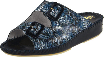 La Plume Women's Jen Slide Sandal in Navy Python