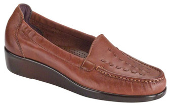 SAS Women's Weave Slip On Loafer in Chestnut