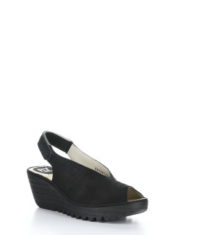 Fly London Yeay Sandal in Black Suede