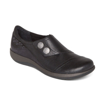 Aetrex Women's Karina Monk Strap Slip On in Black