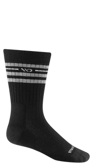 Wide Open Men's Vintage Stripe Midweight Crew Sock in Black