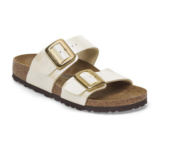 Birkenstock Sydney luxe Buckle Birko-Flor in Graceful Pearl White
