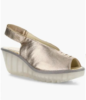 Fly London Women's Yeay Sandal in Laminato Sahara