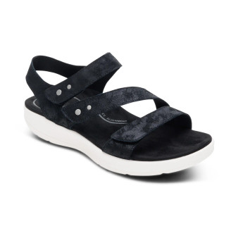 Aetrex Savannah Adjustable Quarter Strap Sandal in Black