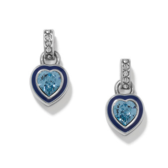 Brighton Halo Gemma Petite Heart Post Drop Earrings in Silver-Aqua