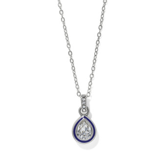 Brighton Halo Gemma Petite Teardrop Necklace In Silver-Blue