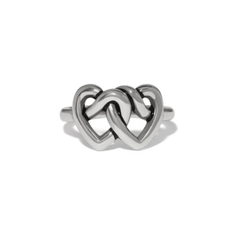 Brighton Interlok Linked Hearts Ring in Silver