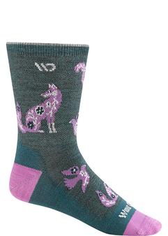 Wide Open Women's Woodland Wonder Micro Crew Lightweight No Cushion Socks in Teal