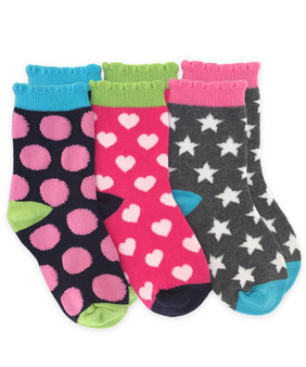 Jefferies Socks Dots/Hearts/Stars Crew Socks Triple Treat  in Multi