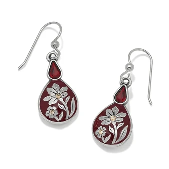 Brighton Everbloom Flora French Wire Earrings in Silver-Red