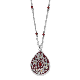 Brighton Everbloom Flora Necklace in Silver-Red